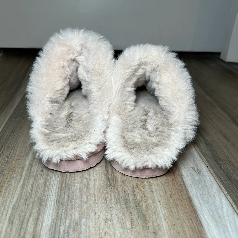 Michael Kors Janis Signature Logo Print, Faux Fur Lined Slippers, Pink, Womens 6